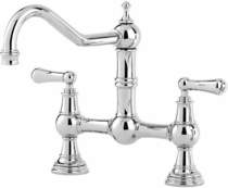 Perrin & Rowe Provence Bridge Kitchen Tap With Lever Handles (Chrome).