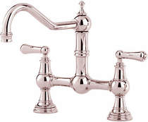 Perrin & Rowe Provence Bridge Kitchen Tap With Lever Handles (Nickel).