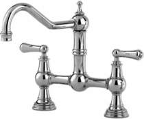 Perrin & Rowe Provence Bridge Kitchen Tap With Lever Handles (Pewter).