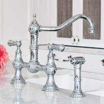 Perrin & Rowe Provence Kitchen Tap With Rinser & Lever Handles (Chrome).