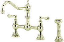 Perrin & Rowe Provence Kitchen Tap With Rinser & Lever Handles (Gold).