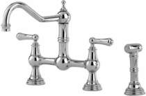 Perrin & Rowe Provence Kitchen Tap With Rinser & Lever Handles (Pewter).