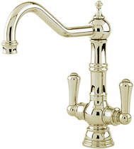 Perrin & Rowe Picardie Kitchen Mixer Tap With Twin Lever Handles (Gold).