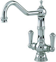 Perrin & Rowe Picardie Kitchen Mixer Tap With Twin Lever Handles (Pewter).