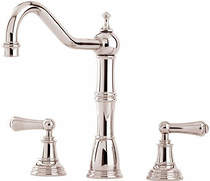 Perrin & Rowe Alsace 3 Hole Kitchen Mixer Tap With Lever Handles (Nickel).