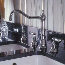 Perrin & Rowe Alsace 4 Hole Kitchen Tap With Lever Handles & Rinser (Chrome).