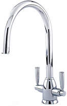 Perrin & Rowe Oberon Kitchen Mixer Tap With Twin Lever Handles (Chrome).