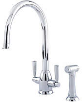 Perrin & rowe oberon kitchen tap with lever handles & rinser (chrome).