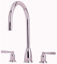 Perrin & Rowe Callisto 3 Hole Kitchen Tap With Lever Handles (Nickel).