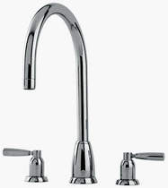 Perrin & Rowe Callisto 3 Hole Kitchen Tap With Lever Handles (Pewter).