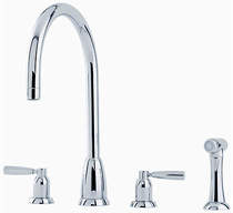 Perrin & rowe callisto 4 hole kitchen tap with lever handles & rinser (chrome).