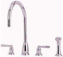Perrin & Rowe Callisto 4 Hole Kitchen Tap With Lever Handles & Rinser (Nickel).