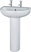 Crown Ceramics Ivo 550mm Basin & Pedestal (2 Tap Holes).