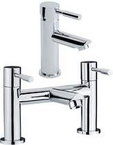 Crown Series 2 Bath Filler And Single Lever Basin Tap Set (Chrome).