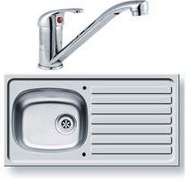 Pyramis kitchen sink, waste & tap. 940x490mm (reversible).