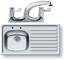 Pyramis kitchen sink, waste & tap. 940x490mm (right hand).