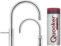 Quooker Nordic Round Twintaps Instant Boiling Tap. PRO3 (Brushed Chrome).