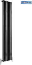 Reina radiators round single vertical radiator (black). 295x1800mm.