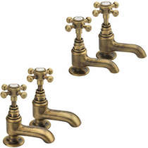 Tre Mercati Allora Basin & Bath Taps Pack (Pair, Bronze).