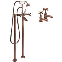 Tre Mercati Allora Basin & Floor Standing Bath Shower Mixer Tap (Copper).