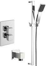 Tre Mercati Geysir Twin Thermostatic Shower Valve With Slide Rail & Wall Outlet.