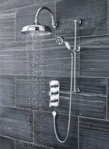 Nuie Showers Traditional Triple Thermostatic Shower Valve, Head & Slide Rail Kit.