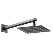 Nuie Showers Square Shower Head & Wall Mounting Arm (Gun Metal).