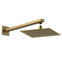 Nuie Showers Square Shower Head & Wall Mounting Arm (Br Brass).