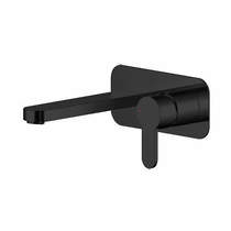 Nuie Arvan Wall Mounted Basin Mixer Tap With Blackplate (M Black).