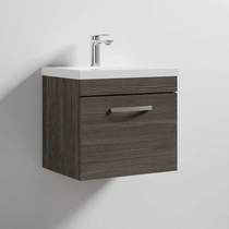 Nuie Furniture Wall Vanity Unit With 1 x Drawer & Basin 500mm (Grey Avola).