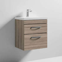 Nuie Furniture Wall Vanity Unit With 2 x Drawer & Basin 500mm (Driftwood).
