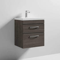 Nuie Furniture Wall Vanity Unit With 2 x Drawer & Basin 500mm (Grey Avola).