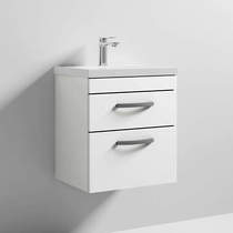 Nuie Furniture Wall Vanity Unit With 2 x Drawer & Basin 500mm (Gloss White).