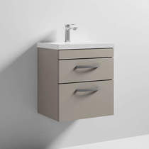 Nuie Furniture Wall Vanity Unit With 2 x Drawer & Basin 500mm (Stone Grey).