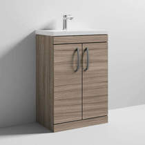 Nuie Furniture Vanity Unit With 2 x Doors & Basin 600mm (Driftwood).