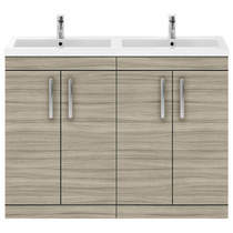 Nuie Furniture Vanity Unit With 4 x Doors & Double Basin (Driftwood).