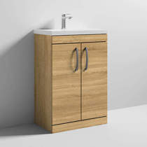 Nuie Furniture Vanity Unit With 2 x Doors & Basin 600mm (Natural Oak).