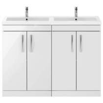 Nuie Furniture Vanity Unit With 4 x Doors & Double Basin (Gloss White).
