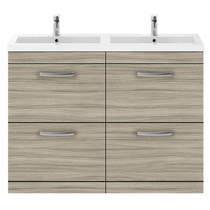 Nuie Furniture Vanity Unit With 4 x Drawers & Double Basin (Driftwood).