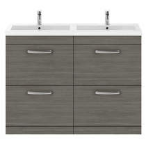 Nuie Furniture Vanity Unit With 4 x Drawers & Double Basin (Brown Grey Avola).