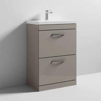 Nuie Furniture Vanity Unit With 2 x Drawers & Basin 600mm (Stone Grey).