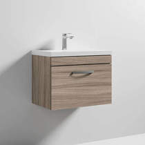 Nuie Furniture Wall Vanity Unit With 1 x Drawer & Basin 600mm (Driftwood).
