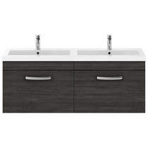 Nuie Furniture Wall Vanity Unit With 2 x Drawers & Double Basin (Hacienda).
