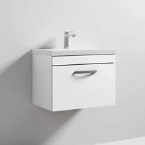 Nuie Furniture Wall Vanity Unit With 1 x Drawer & Basin 600mm (Gloss White).