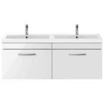 Nuie Furniture Wall Vanity Unit With 2 x Drawers & Double Basin (Gloss White).