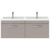 Nuie Furniture Wall Vanity Unit With 2 x Drawers & Double Basin (Stone Grey).