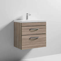 Nuie Furniture Wall Vanity Unit With 2 x Drawer & Basin 600mm (Driftwood).