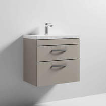 Nuie Furniture Wall Vanity Unit With 2 x Drawer & Basin 600mm (Stone Grey).