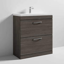 Nuie Furniture Vanity Unit With 2 x Drawers & Basin 800mm (Brown Grey Avola).