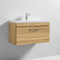 Nuie Furniture Wall Vanity Unit With 1 x Drawer & Basin 800mm (Natural Oak).